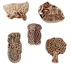 Set of 5 Piece New Mix Wooden Printing Blocks