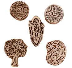 Set of 5 Piece New Mix Wooden Printing Blocks