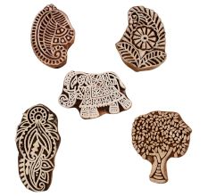 Set of 5 Piece New Mix Wooden Printing Blocks