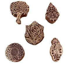 Set of 5 Piece New Mix Wooden Printing Blocks