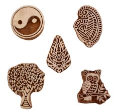 Set of 5 Piece New Mix Wooden Printing Blocks