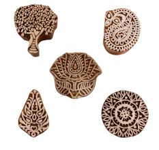 Set of 5 Piece New Mix Wooden Printing Blocks