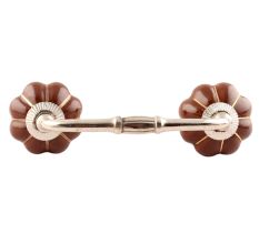 Dark Brown With Golden Line Ceramic Melon Bridge Handles