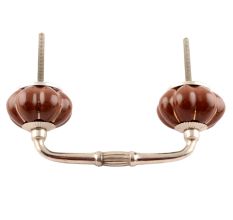 Dark Brown With Golden Line Ceramic Melon Bridge Handles