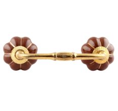 Dark Brown With Golden Line Ceramic Melon Bridge Handles