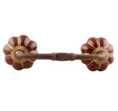 Dark Brown With Golden Line Ceramic Melon Bridge Handles