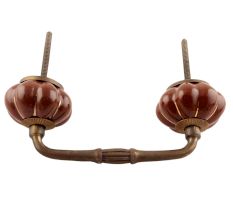 Dark Brown With Golden Line Ceramic Melon Bridge Handles