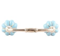 Turquoise With Golden Line Medium Ceramic Melon Bridge Handle