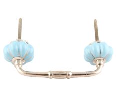 Turquoise With Golden Line Medium Ceramic Melon Bridge Handle