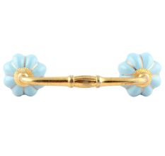 Turquoise With Golden Line Medium Ceramic Melon Bridge Handle