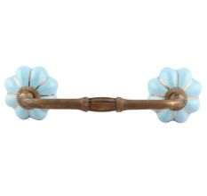 Turquoise With Golden Line Medium Ceramic Melon Bridge Handle