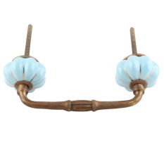 Turquoise With Golden Line Medium Ceramic Melon Bridge Handle