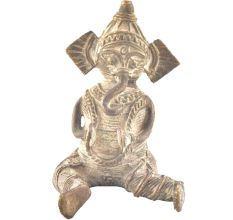 Tribal Brass Sitting Musician Ganesha Statue
