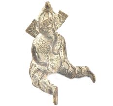 Tribal Brass Sitting Musician Ganesha Statue