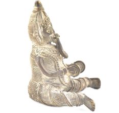 Tribal Brass Sitting Musician Ganesha Statue