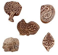 Set of 5 Piece New Mix Wooden Printing Blocks