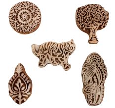 Set of 5 Piece New Mix Wooden Printing Blocks