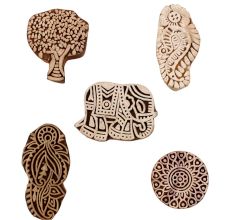 Set of 5 Piece New Mix Wooden Printing Blocks