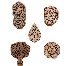 Set of 5 Piece New Mix Wooden Printing Blocks