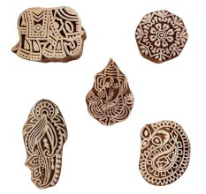 Set of 5 Piece New Mix Wooden Printing Blocks