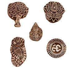 Set of 5 Piece New Mix Wooden Printing Blocks
