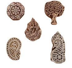 Set of 5 Piece New Mix Wooden Printing Blocks