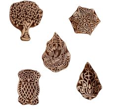 Set of 5 Piece New Mix Wooden Printing Blocks
