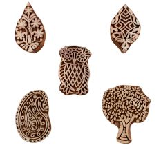 Set of 5 Piece New Mix Wooden Printing Blocks