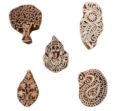 Set of 5 Piece New Mix Wooden Printing Blocks