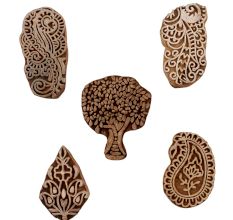 Set of 5 Piece New Mix Wooden Printing Blocks
