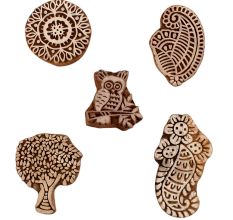 Set of 5 Piece New Mix Wooden Printing Blocks