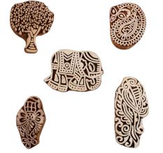 Set of 5 Piece New Mix Wooden Printing Blocks