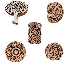 Set of 5 Piece New Mix Wooden Printing Blocks