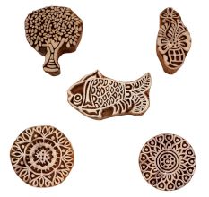 Set of 5 Piece New Mix Wooden Printing Blocks