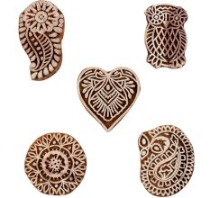 Set of 5 Piece New Mix Wooden Printing Blocks