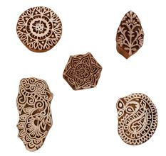 Set of 5 Piece New Mix Wooden Printing Blocks