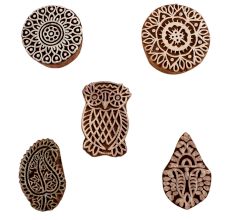 Set of 5 Piece New Mix Wooden Printing Blocks