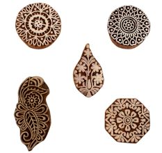Set of 5 Piece New Mix Wooden Printing Blocks