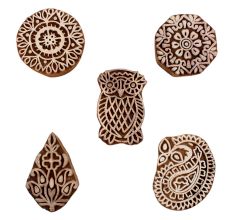 Set of 5 Piece New Mix Wooden Printing Blocks