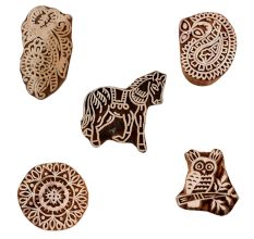Set of 5 Piece New Mix Wooden Printing Blocks