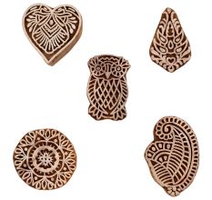 Set of 5 Piece New Mix Wooden Printing Blocks