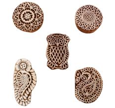 Set of 5 Piece New Mix Wooden Printing Blocks