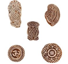 Set of 5 Piece New Mix Wooden Printing Blocks