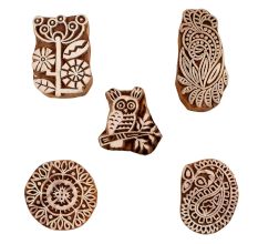 Set of 5 Piece New Mix Wooden Printing Blocks