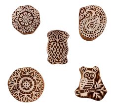 Set of 5 Piece New Mix Wooden Printing Blocks