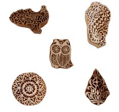 Set of 5 Piece New Mix Wooden Printing Blocks