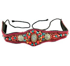 Himalayan Coral Pendent Turquoise Beaded Belt