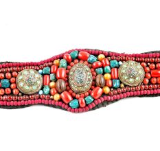 Himalayan Coral Pendent Turquoise Beaded Belt