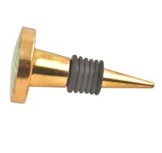 Round Sea Green Metal And Bone Wine Stopper