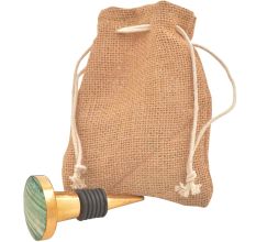 Round Sea Green Metal And Bone Wine Stopper